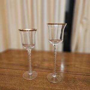 Beautiful Crystal Candle Holders with Gold Accents